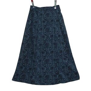 Notations Skirt Womens PM (petite medium) Blue Floral A-LIne Midi comfort waist